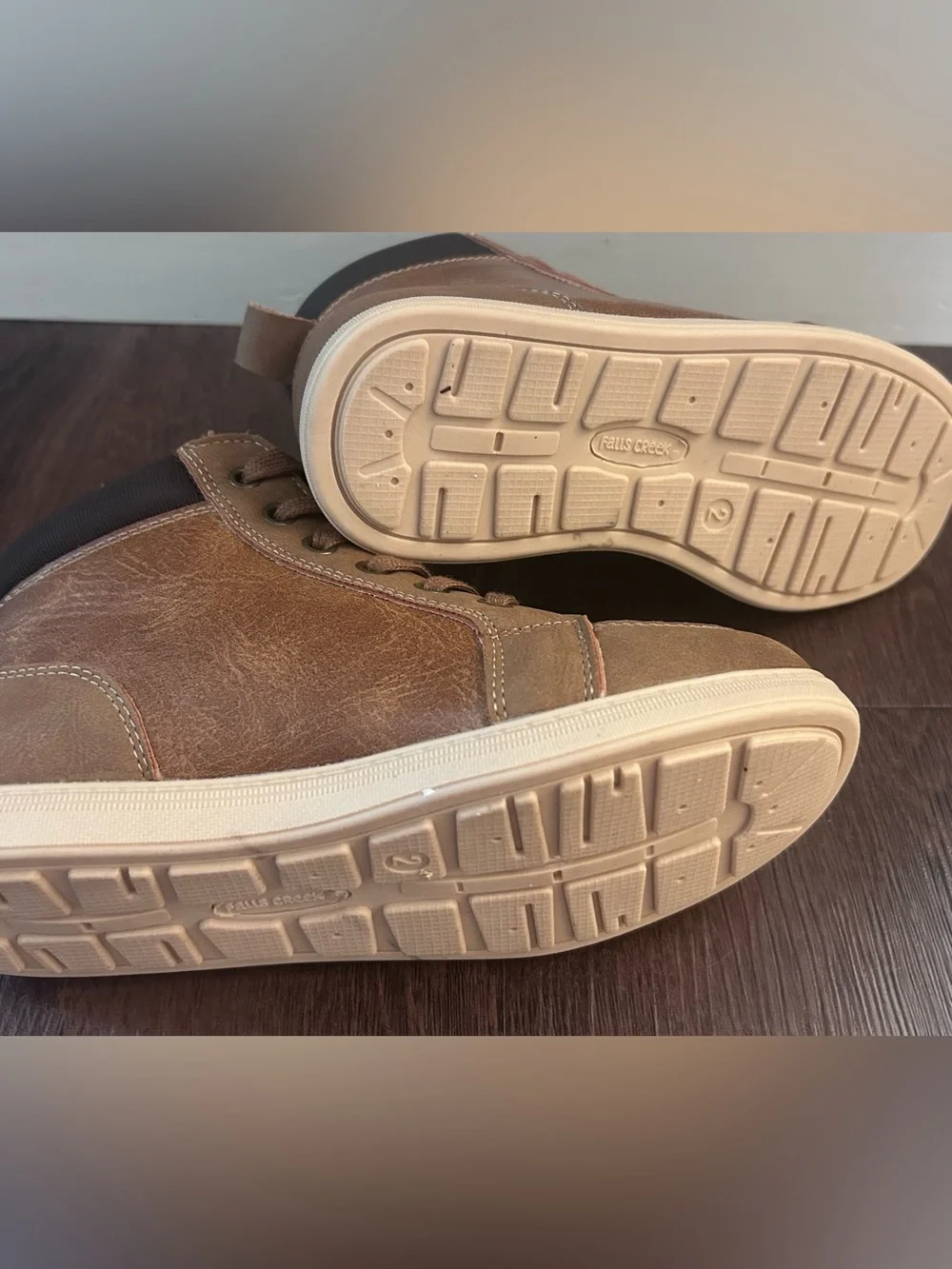 Falls Creek Boys Brown High-Top Casual Boots with Cream Sole NWOT